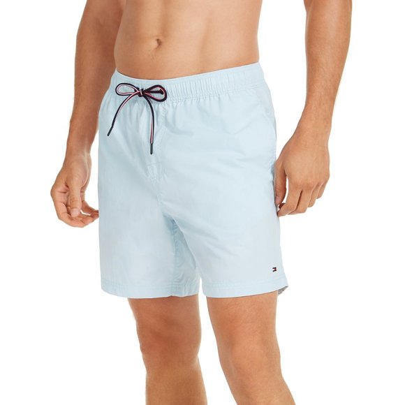 Tommy Hilfiger Swim Trunks 2XL Men Solid Swimwear 7" Shorts Corydails Blue